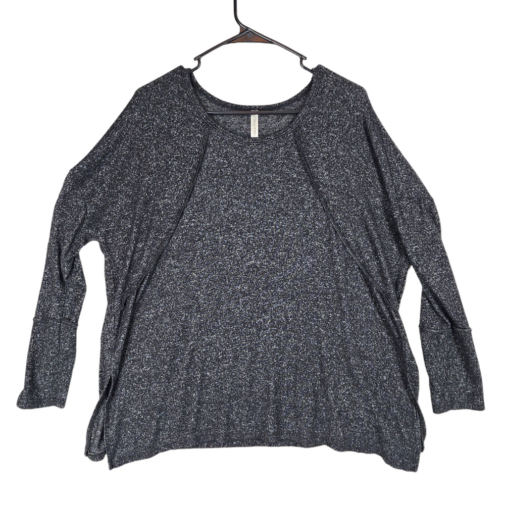 Forgotten‎ Grace Sweater S Women Gray Black Heathered Lagenlook Oversized Boxy